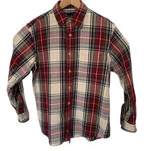 Vintage Y2K GAP L/S Tartan Plaid Heavy Woven Cloth Shirt Shacket Mens S Relaxed